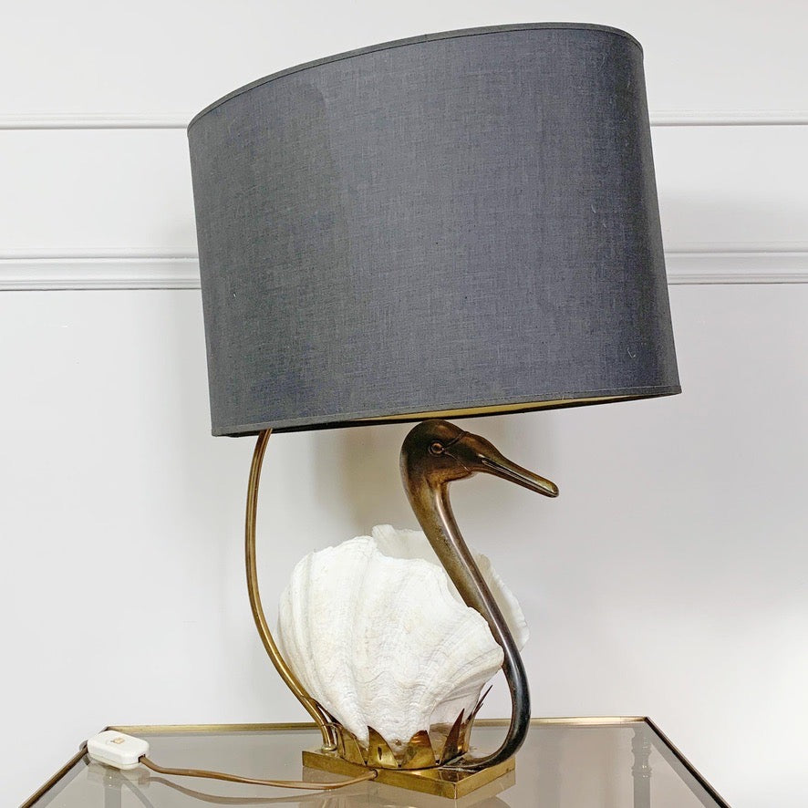 Exceptional Willy Daro White Swan Table Lamp 1970's
