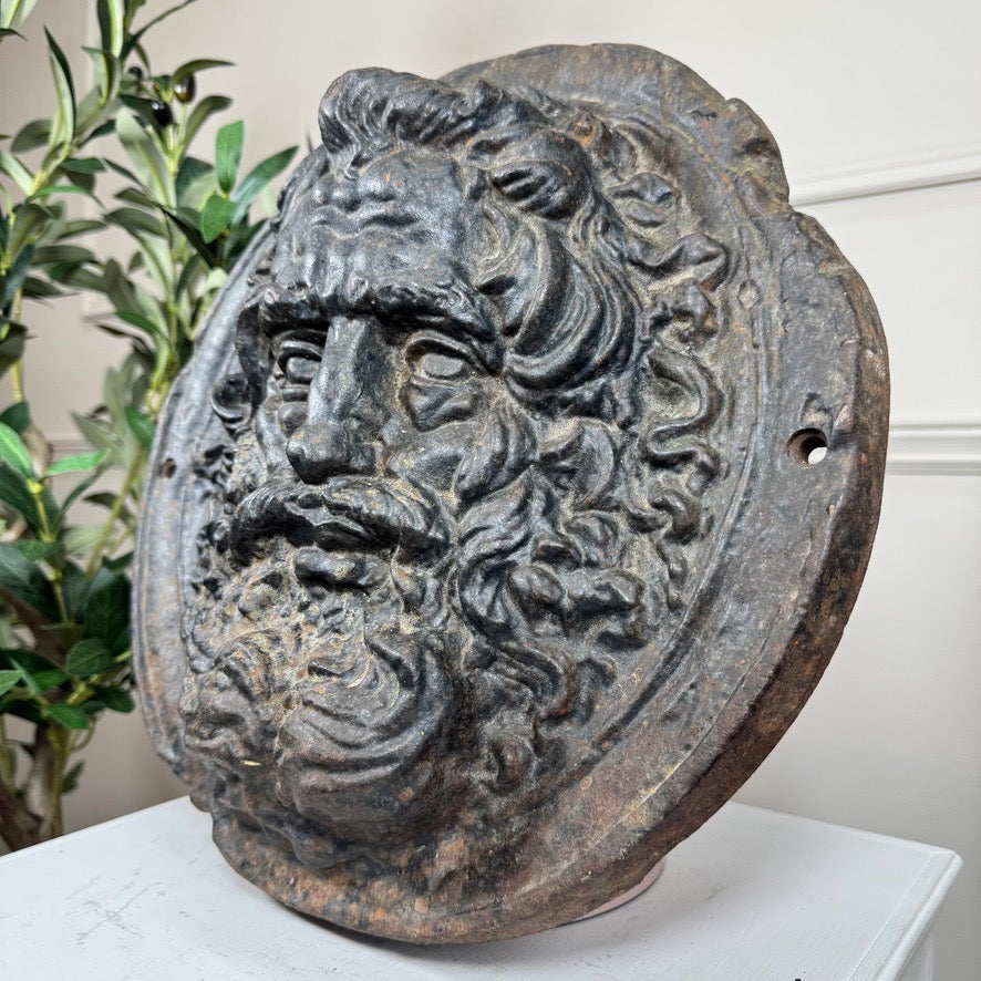 19th Century Cast Iron Wall Plaque Zeus
