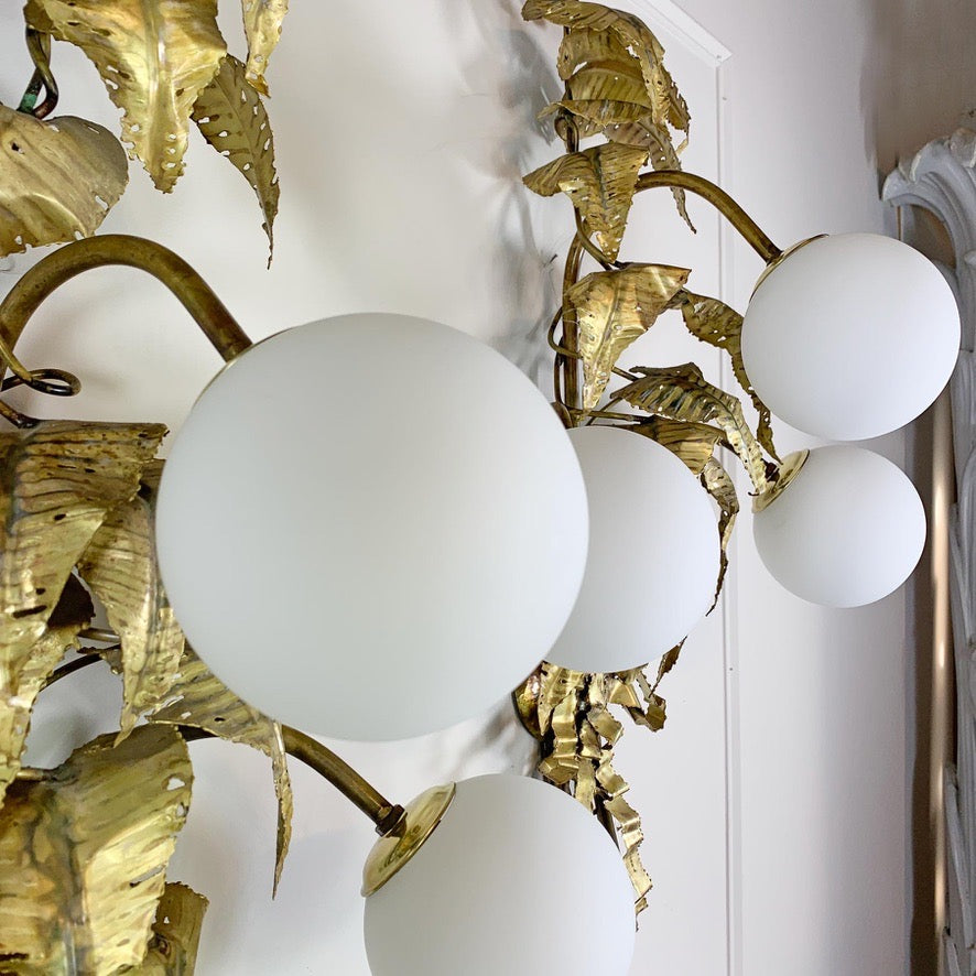 Pair of Signed P. Mas Rossi Naturalistic Gold Leaf Wall Lights