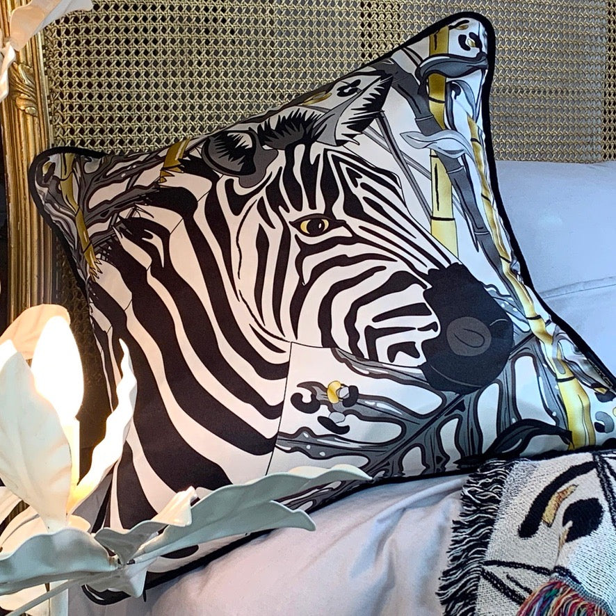 The Tropics Collection 'Zebra' Luxury Silk Cushion
