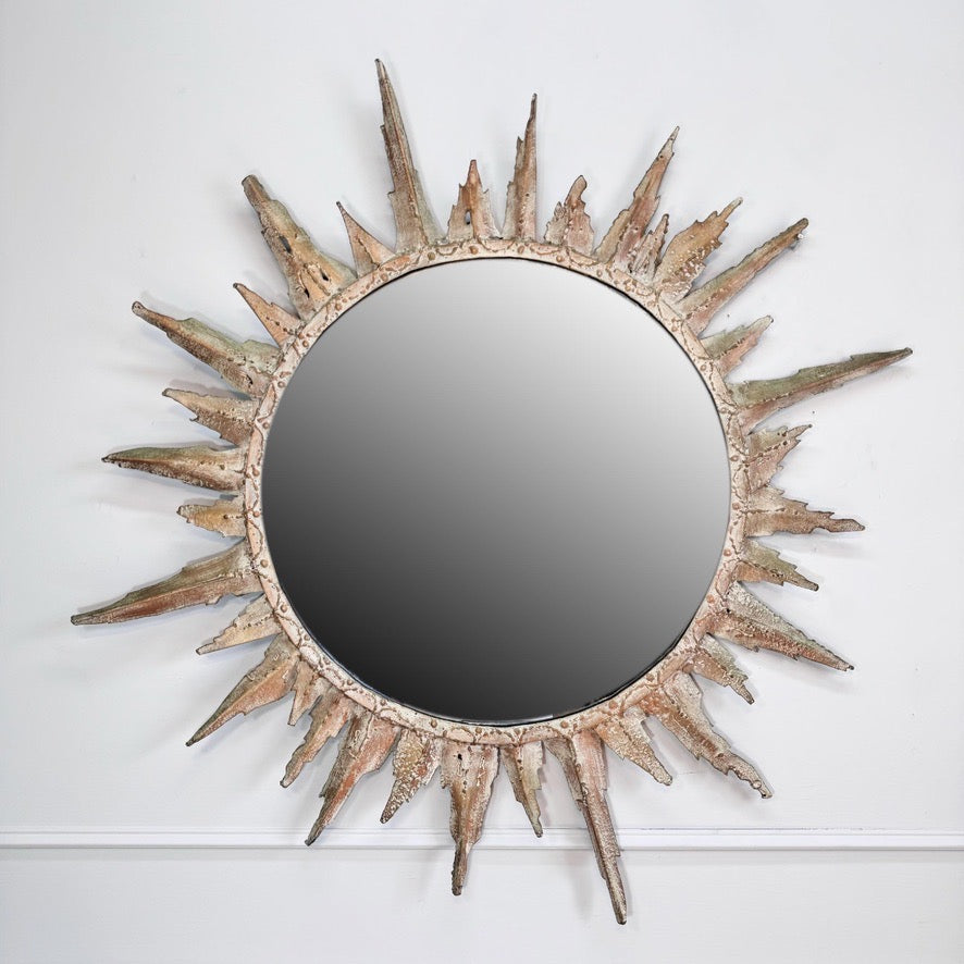 Large Brutalist Sunburst Mirror