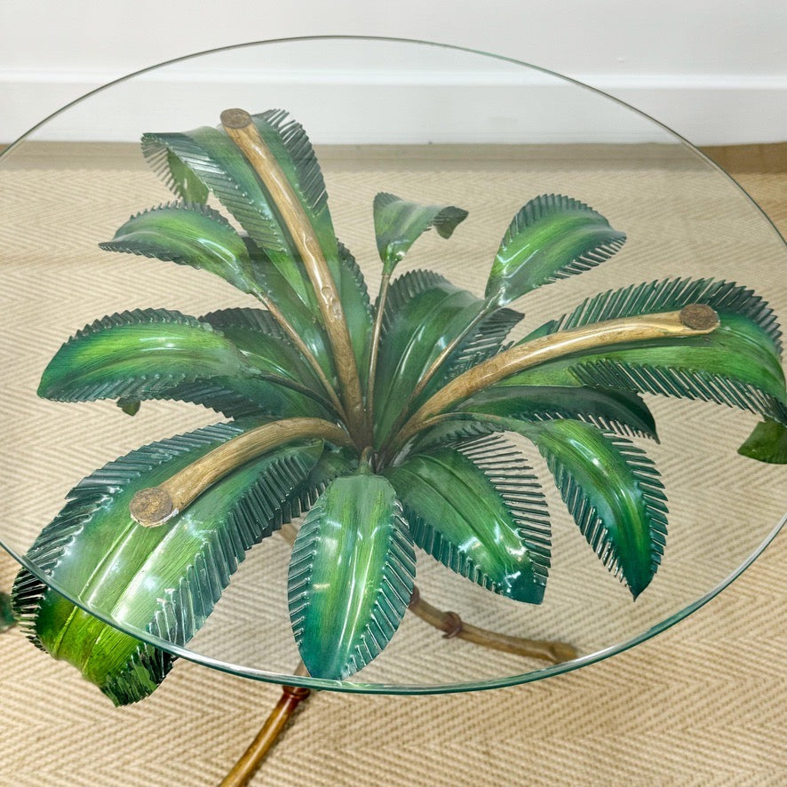 1970's Italian Toleware Faux Bamboo Palm Table