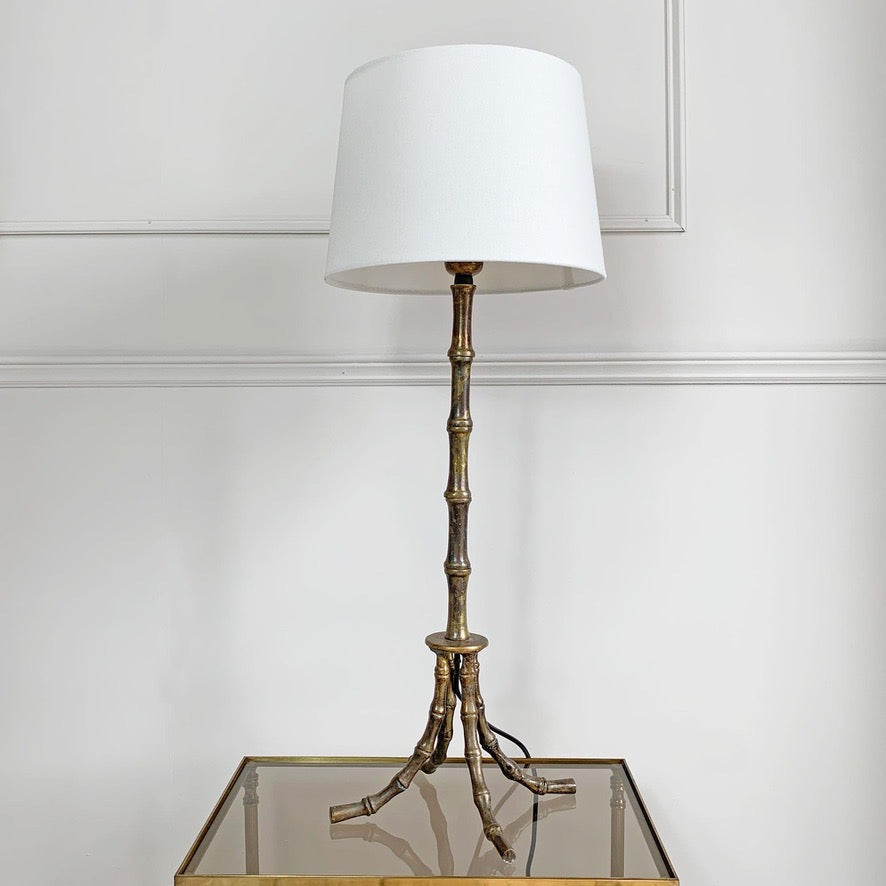 Mid Century Brass Faux Bamboo Table Lamp