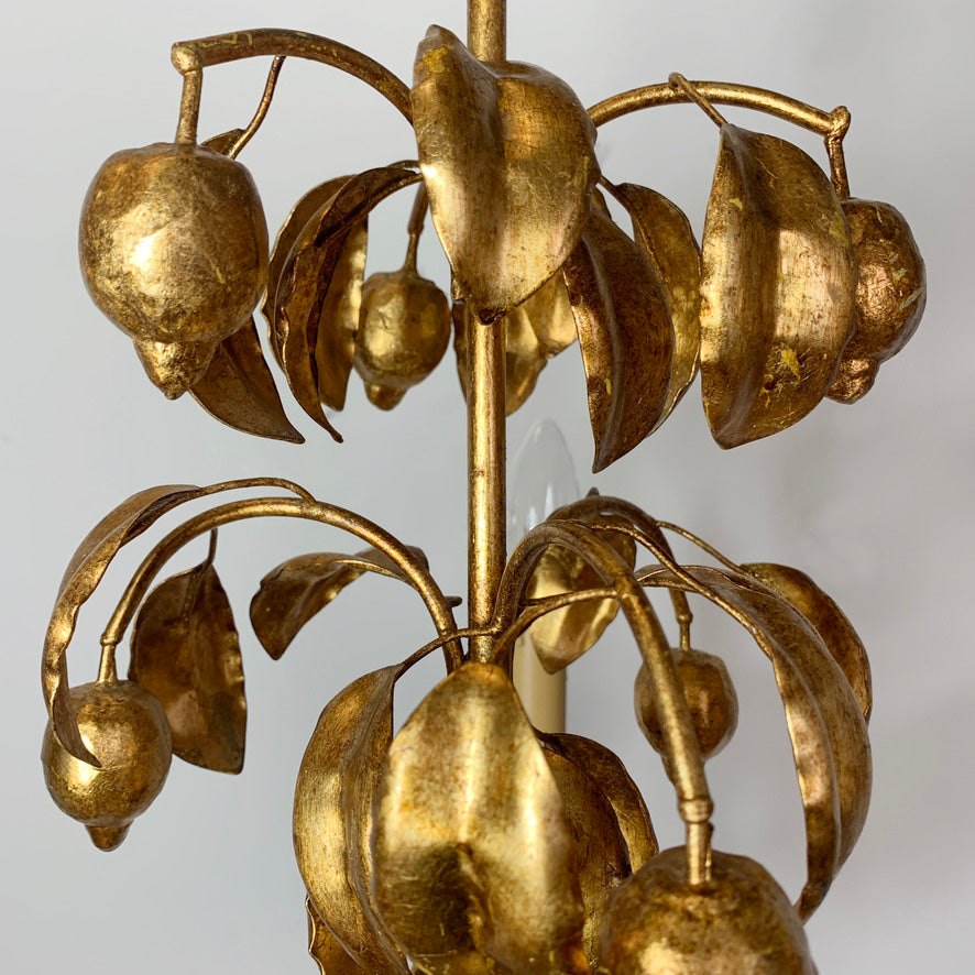 French Gold Lemon Tole Chandelier 1970's