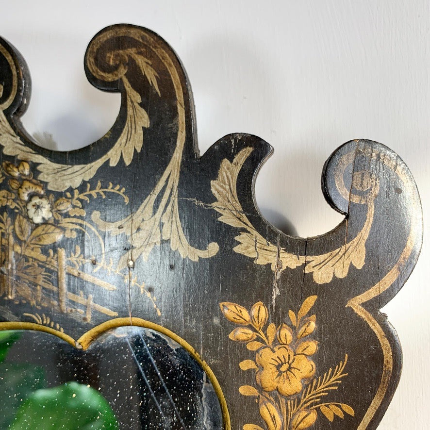 Napoleon III Black Chinoiserie Mirror from the estate of Jules Verne