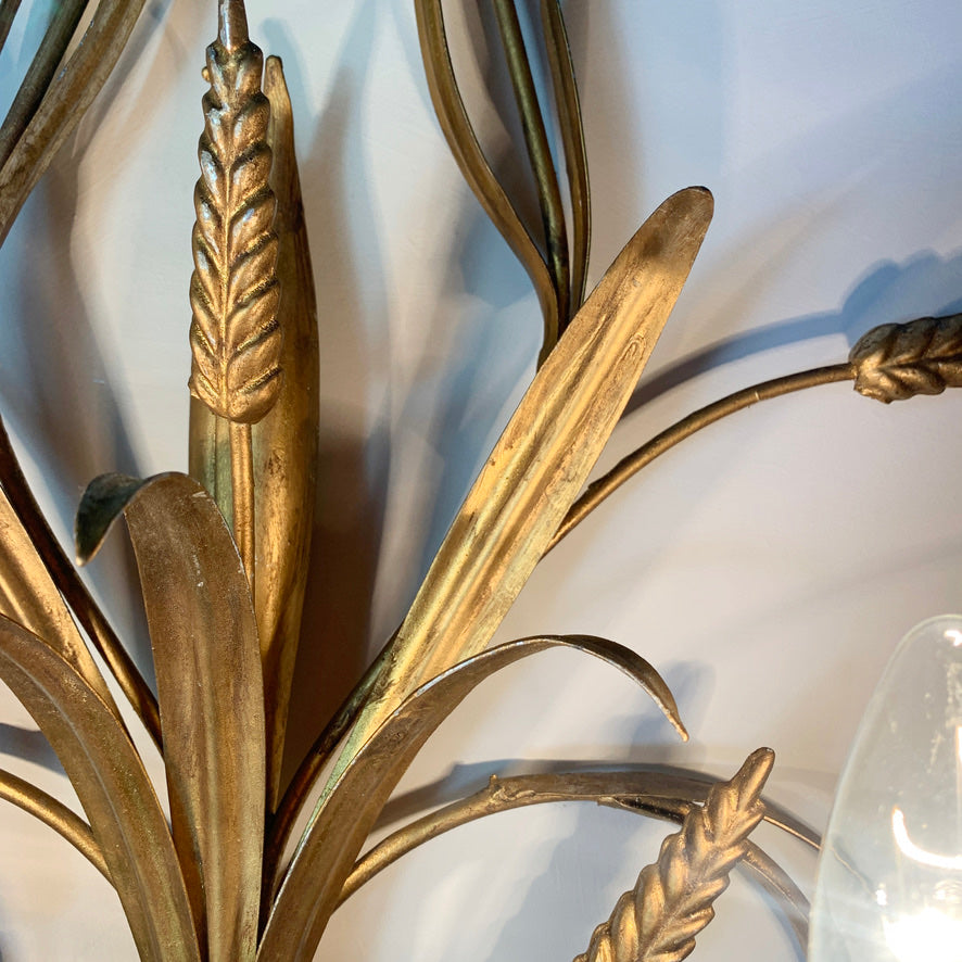 Set Of 3 Hans Kogl Gold Wheat Sheaf Wall Lights