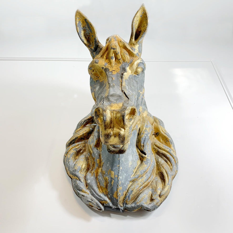 Zinc and Gold Horse Head Butchers Trade Sign Flemish 1860