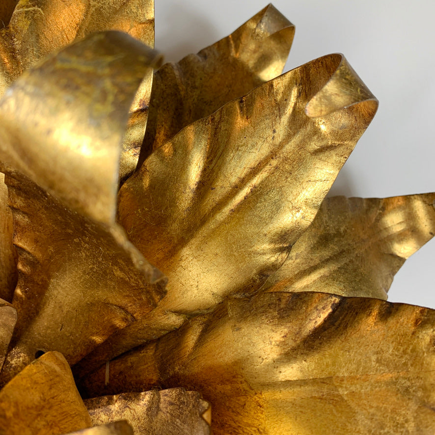 Large Gold Toleware Italian Flower Light 1960's