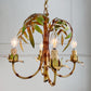 Mid Century Italian Faux Bamboo Palm Tole Chandelier 1950's