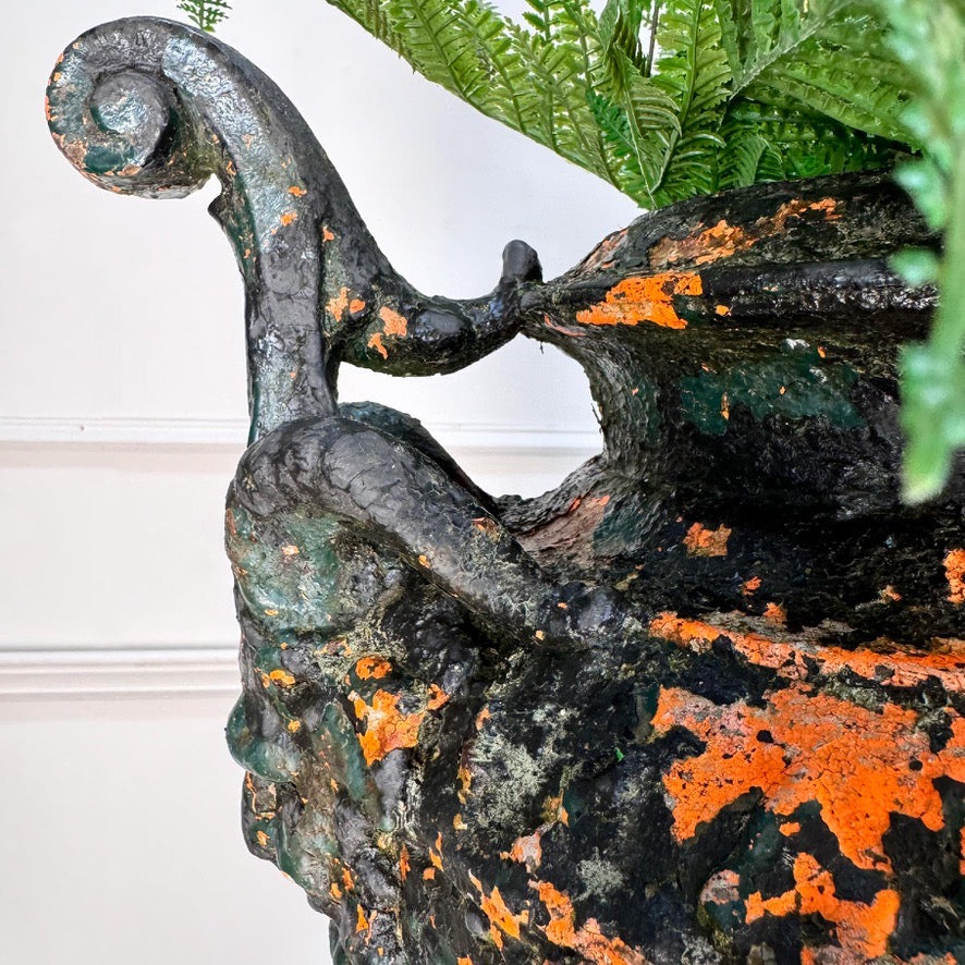 Antoine Durenne Foundry Satyr Mask Cast Iron Urn
