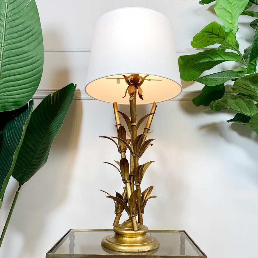 Italian Gold Faux Bamboo Table Lamp 1950's