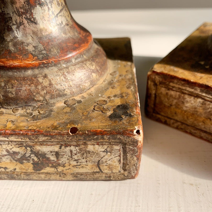 Pair of Late 18th Century Gold Wood and Gesso Baroque Altar Vases