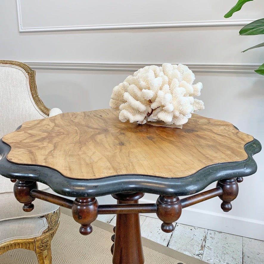 Antique Swedish Gypsy Table With Walnut Veneer