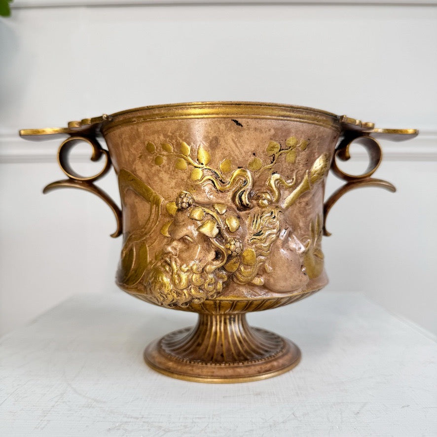 Pair of Ferdinand Barbedienne Low Handled Bronze Urns after the Zaffoli Borghese Vase
