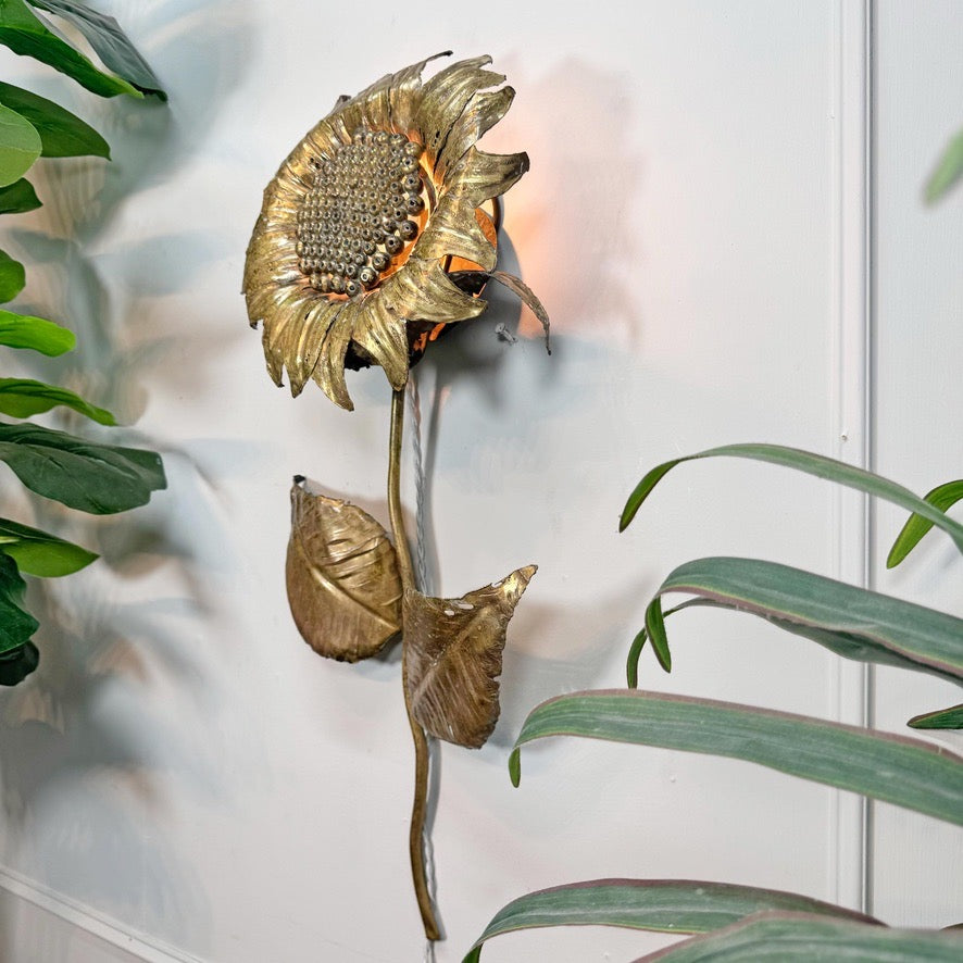 Sunflower Wall Light in brass signed by P Mas Rossi 1970's
