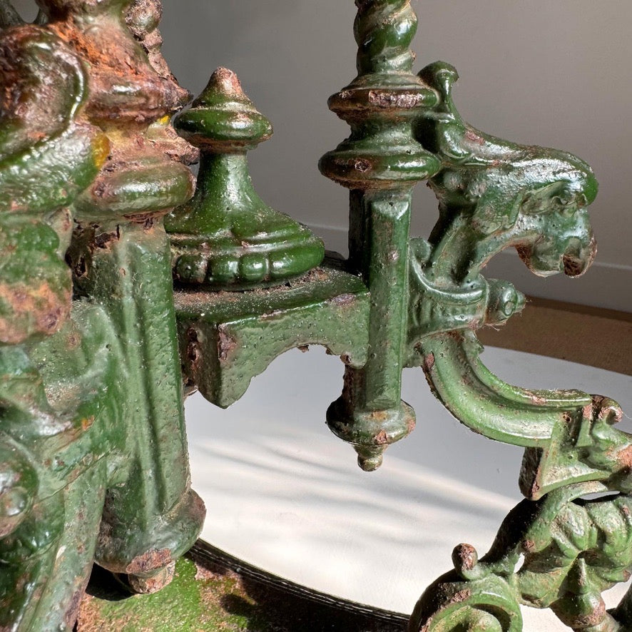 Antique Cast and Wrought Iron Marble Top Orangery Table