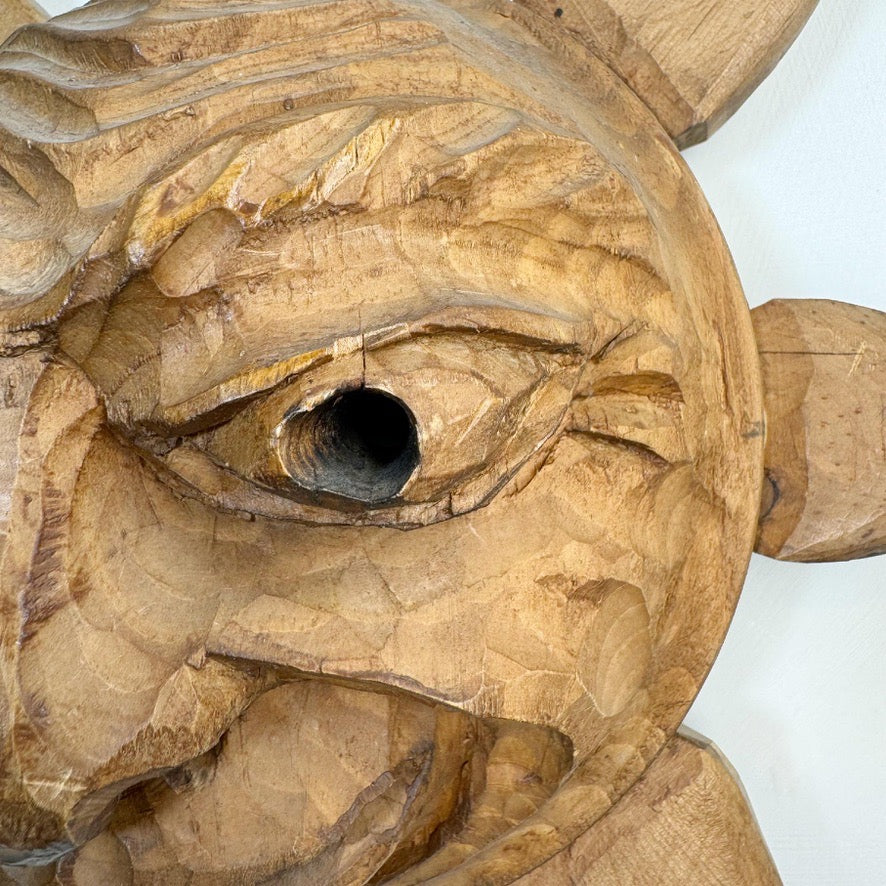 Italian Wooden Sun Face Mask Carving by Hermann Reichegger