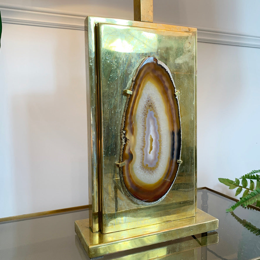 Superb Pair of Willy Daro Agate and Brass Table Lamps