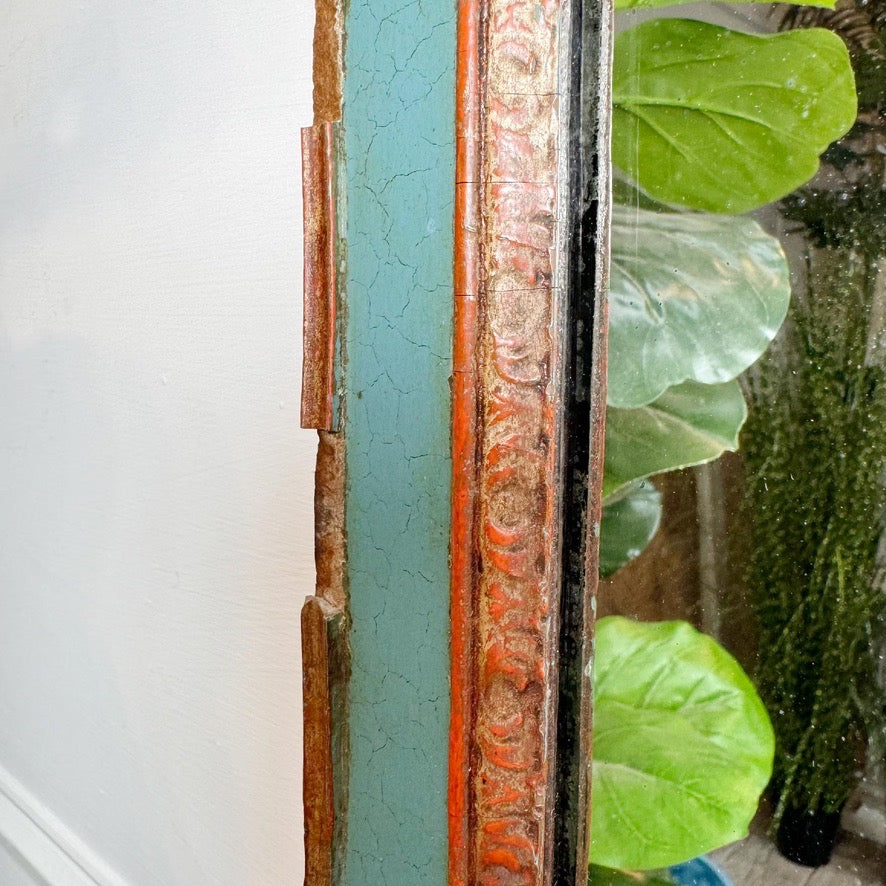 Antique Turquoise Painted Venetian Mirror