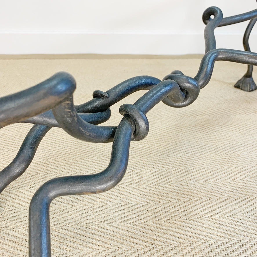 Wrought Iron Animalistic Glass Top Coffee Table