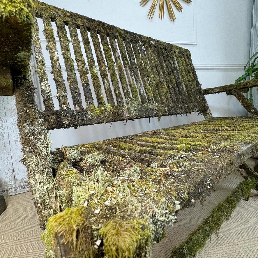 Mossy Folding Wooden Garden Bench