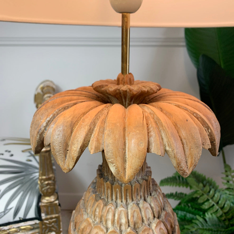 Maison Jansen Carved Wooden Pineapple Table Lamp