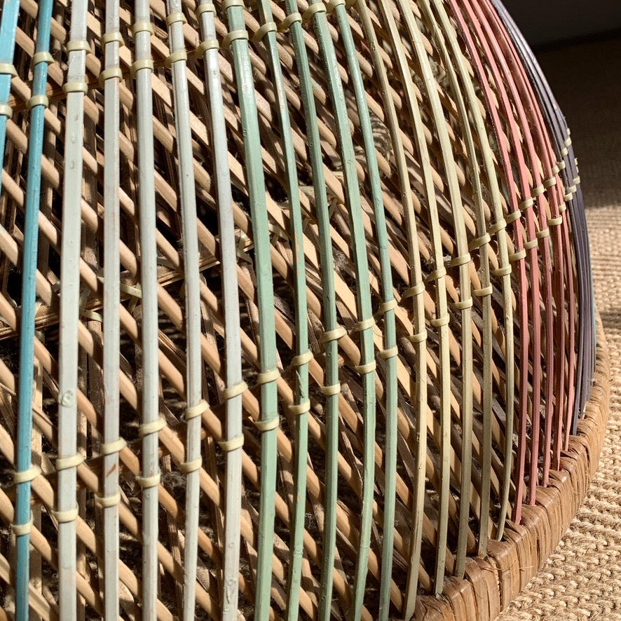 Italian Rainbow Rattan 'Emmanuelle' Peacock Coffee Table 1970's