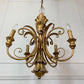 Italian Gold Wooden Scroll Chandelier 1960's