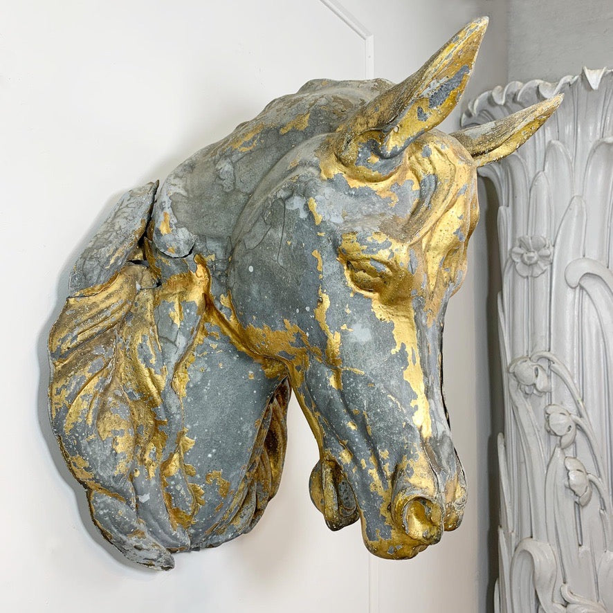Zinc and Gold Horse Head Butchers Trade Sign Flemish 1860