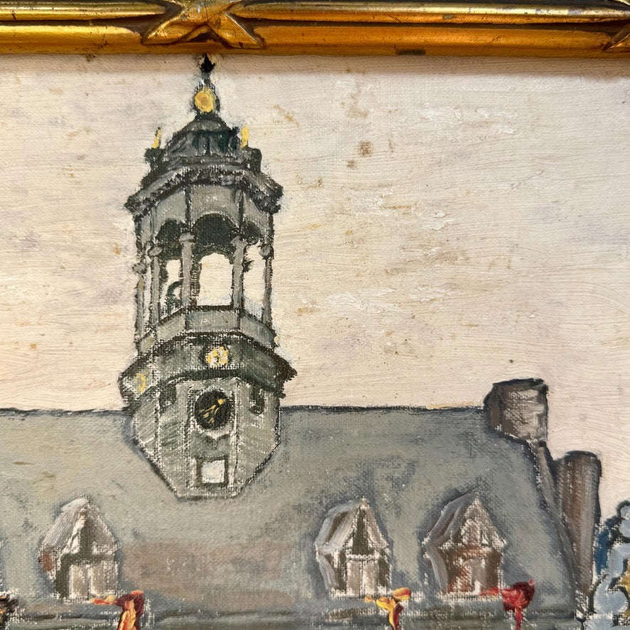 Mid Century Oil On Canvas of Mons in Belgium