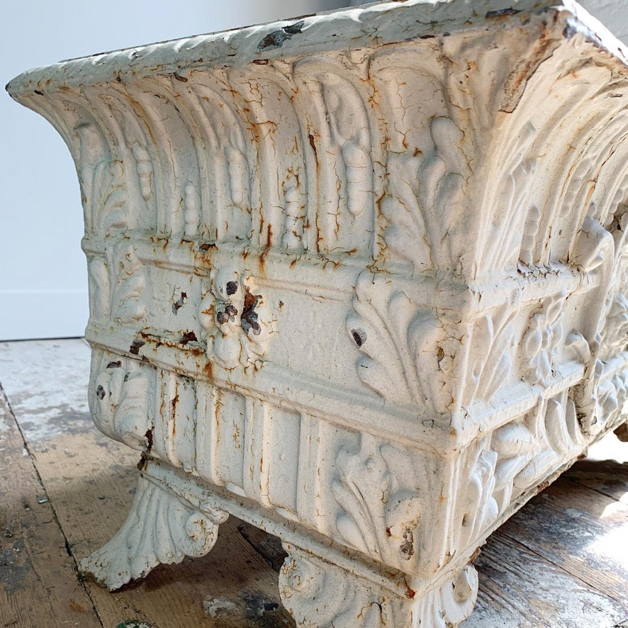 19th Century Large White French Cast Iron Jardiniere