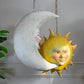 Large Folk Art Papier Mache Moon with Face