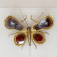 Isabelle Faure Signed Illuminated Gold Butterfly Sculpture in Brass and Agate