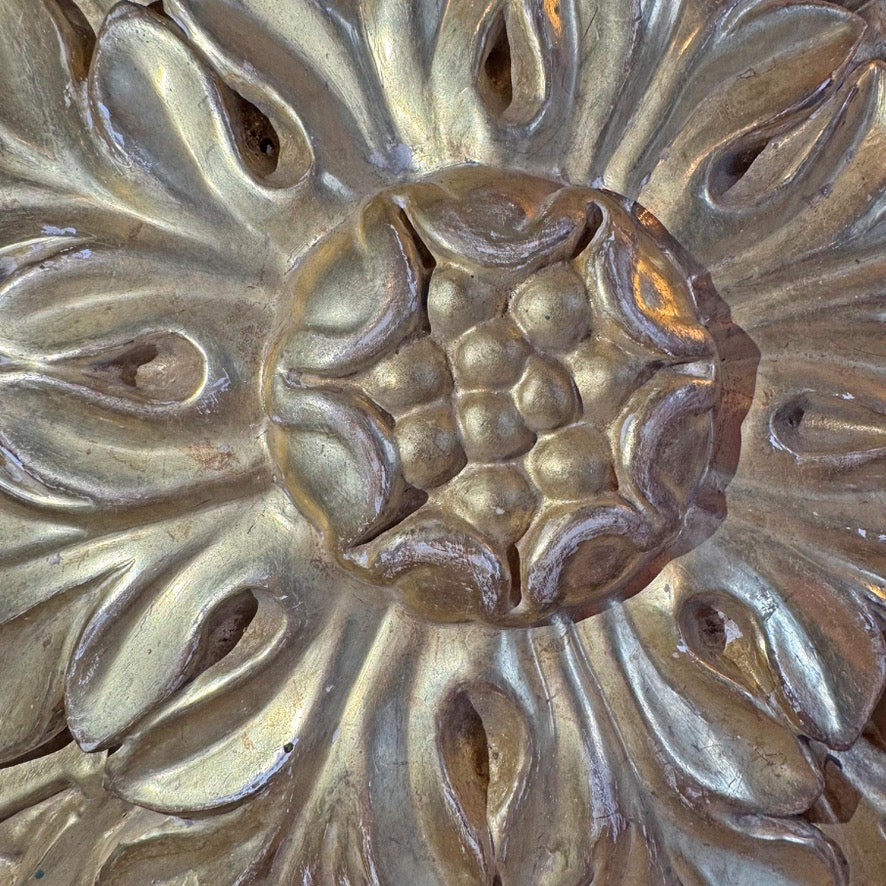 19th Century Gilt Wooden Ceiling Rose On Stand