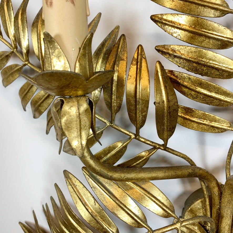 Gold Italian Laurel Leaf Wall Light 1950's