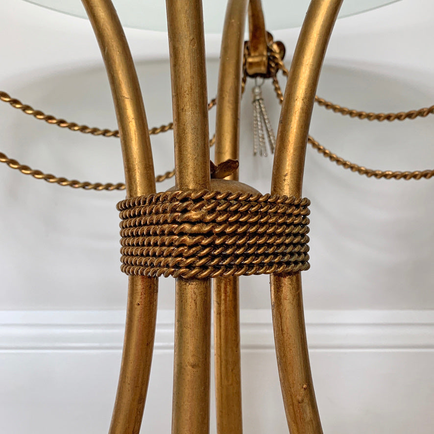 1970's Italian Gold Rope & Tassel Toleware Table
