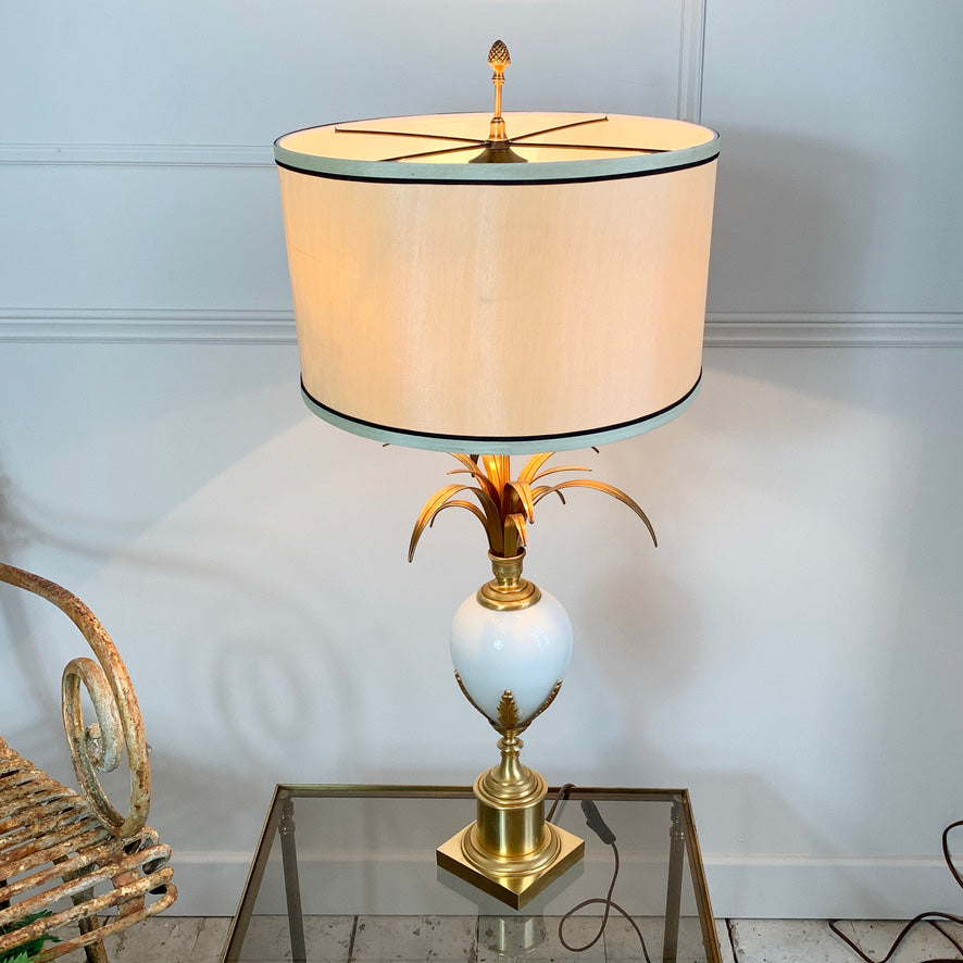 Maison S.A Boulanger White Opalescent Ostrich Egg Lamp