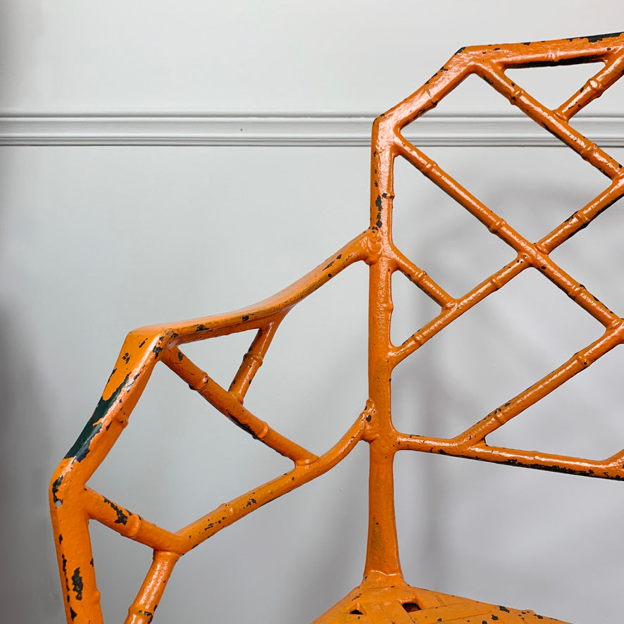 Brown Jordan Faux Bamboo Orange Conservatory Chair