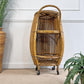 Mid-Century Italian Bamboo Barrel Bar Cart by Bonacina