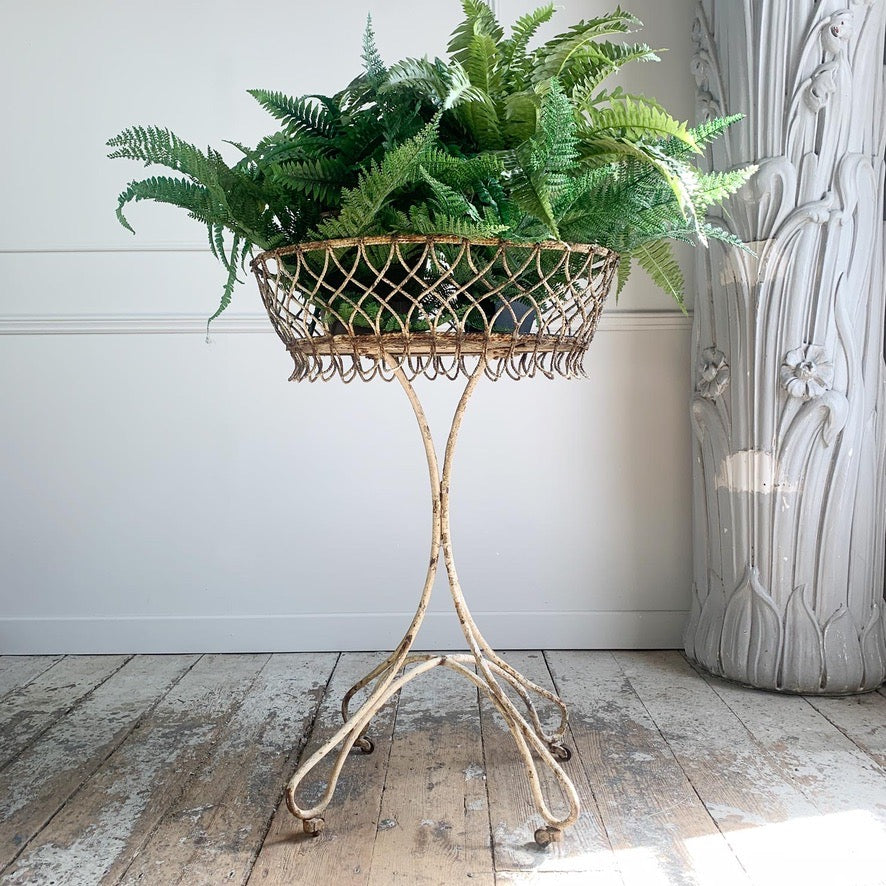 Early 20th Century French White Jardiniere on Castors