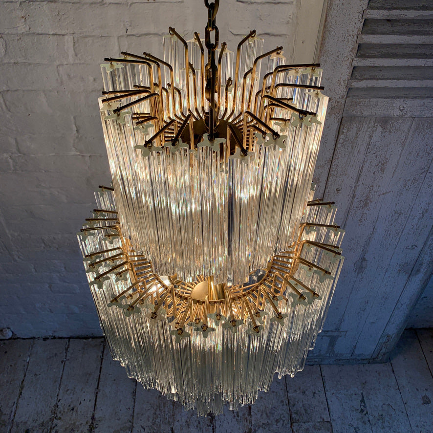 Venini Murano Quadriedri Chandelier 1970's