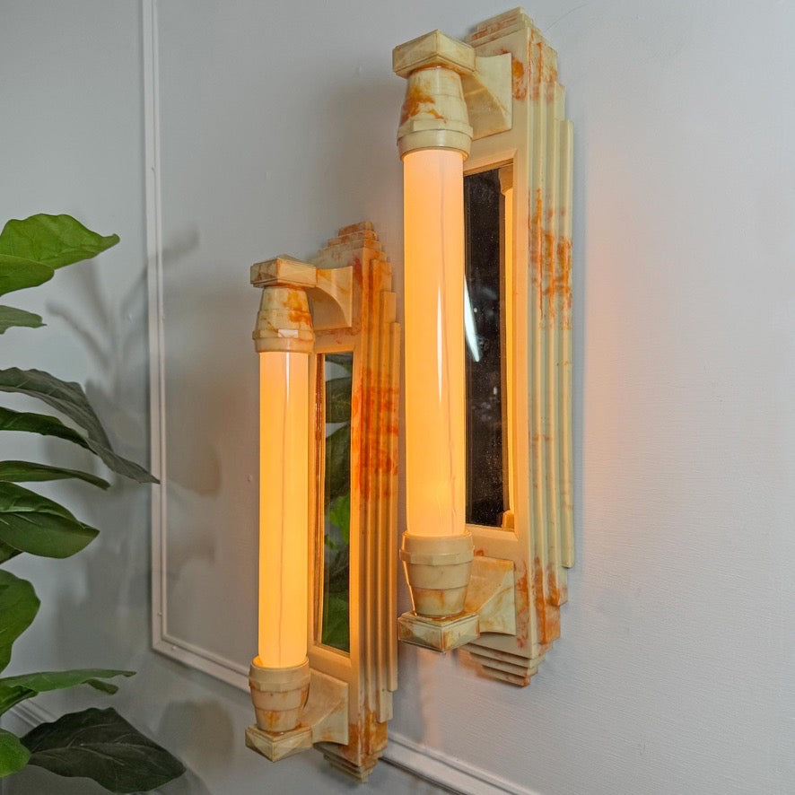 Art Deco Skyscraper Bakelite Mirrored Wall Lights