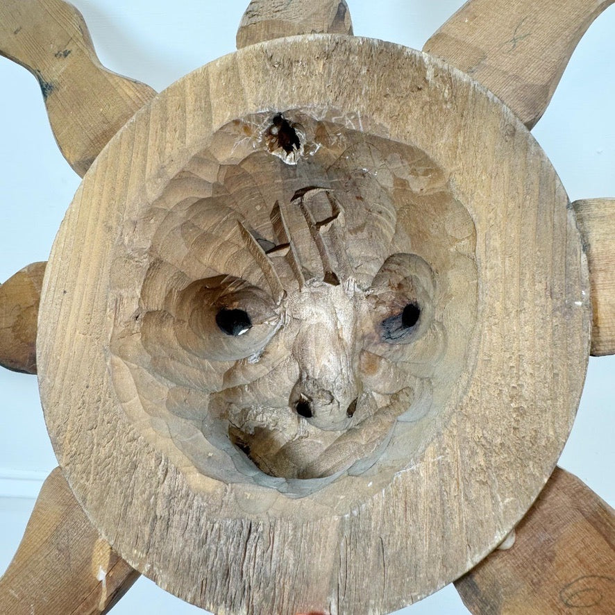 Italian Wooden Sun Face Mask Carving by Hermann Reichegger