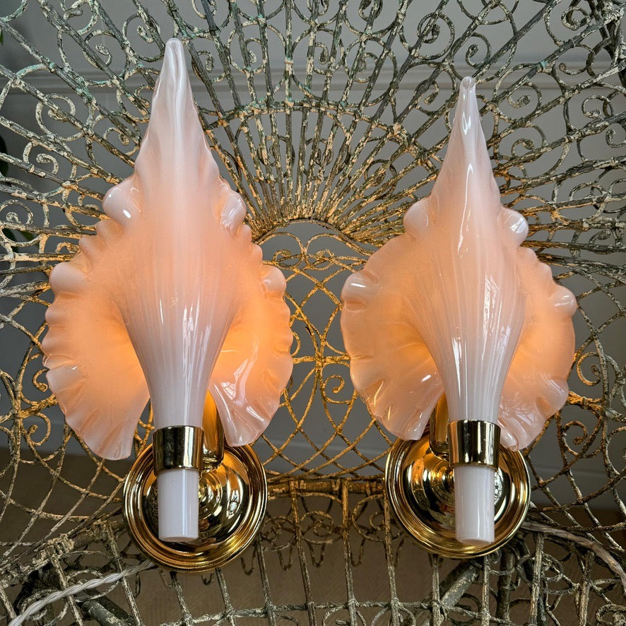 Barovier and Toso Pink Murano Glass Wall Lights