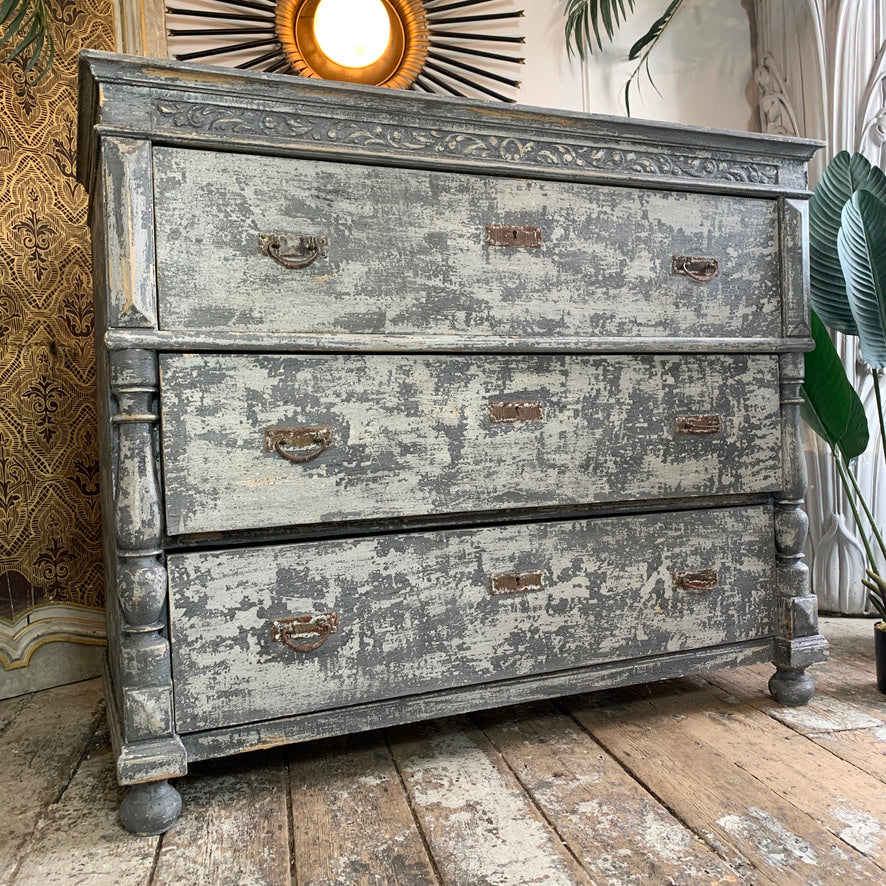 Large Grey French Chest Of Drawers 1930's