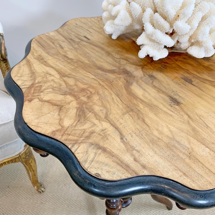 Antique Swedish Gypsy Table With Walnut Veneer