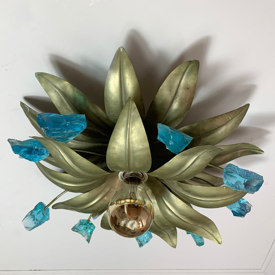 Chateau De Brie Aqua Aura Quartz Flower Wall Light