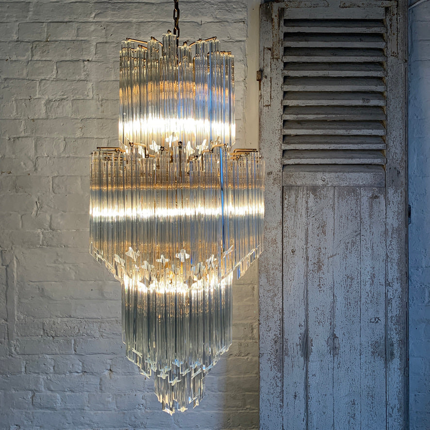 Venini Murano Quadriedri Chandelier 1970's