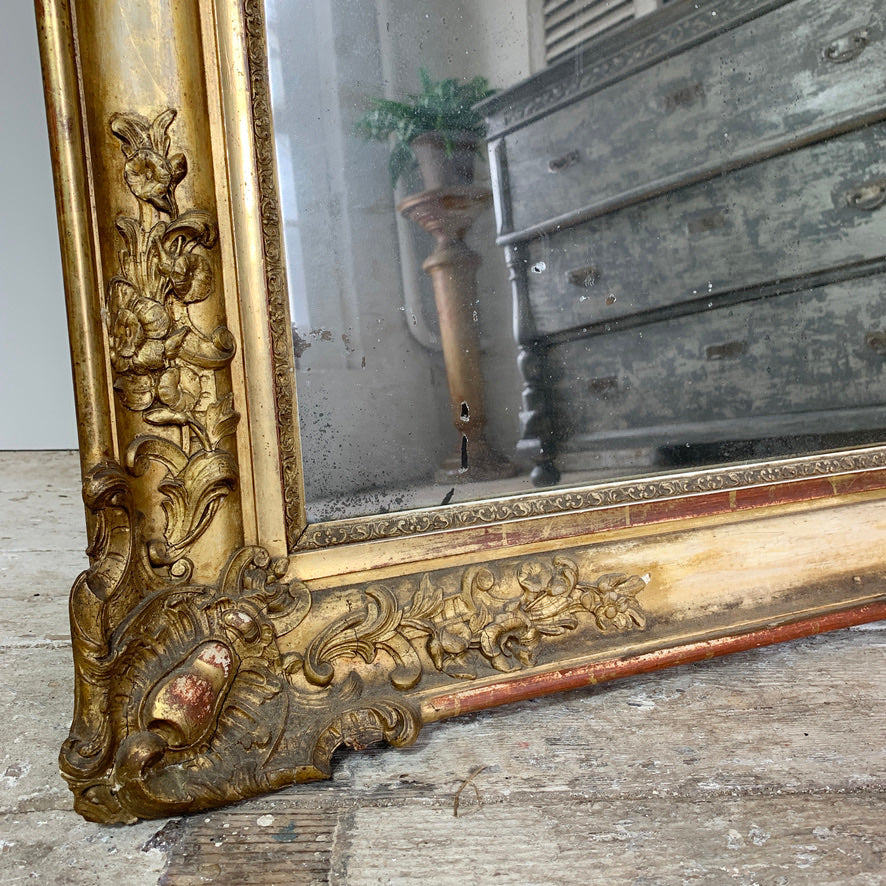 Late 18th Century Split Plate Antique French Gold Mirror
