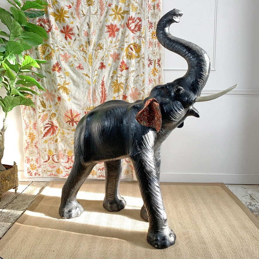 Huge 129 cm Tall Liberty of London Leather Elephant